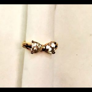 Cute Bow Rhinestone Gold-tone Ring 6